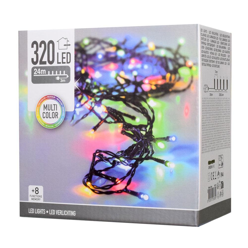 Farebné LED osvetlenie na Vianočný stromček s funkciami – farebné BLIK (320 LED / 24 m)